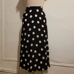 NWT Jones NY Petite B&W Polkadot Rayon ALine Skirt